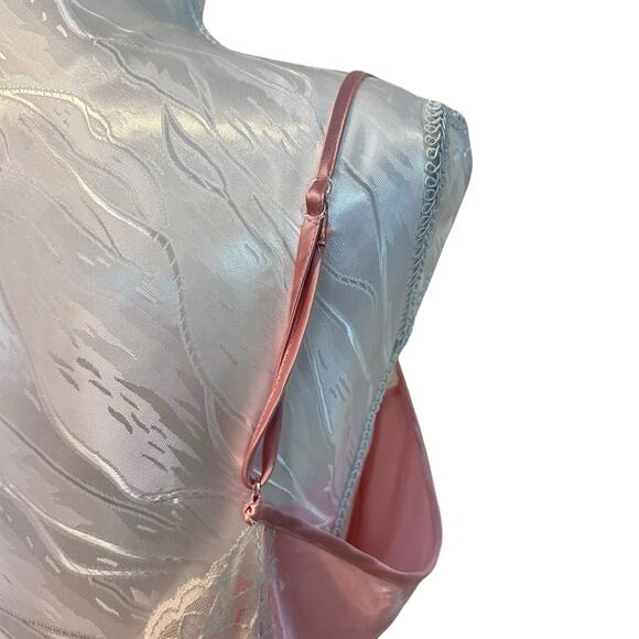 Vintage Pink White Chemise Womens Sz Medium Lace Up Front Sexy Coquette Babydoll - Picture 14 of 16